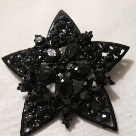 Jewelry - Vintage black jet star brooch